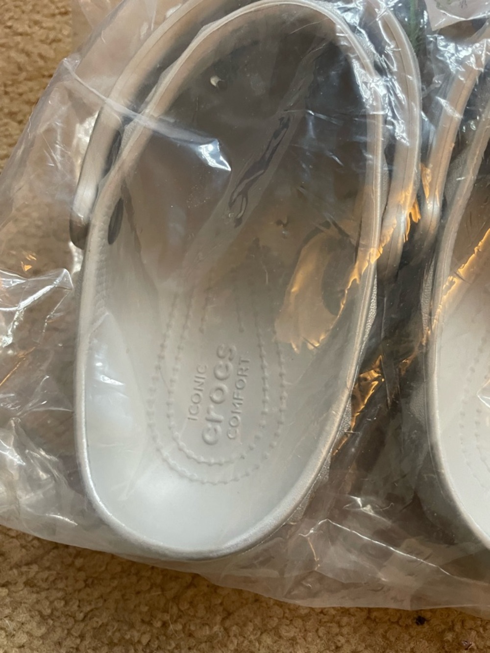 CROCS Silver Metallic Classic Clog Sandals (W10 /M8) - Picture 5 of 7